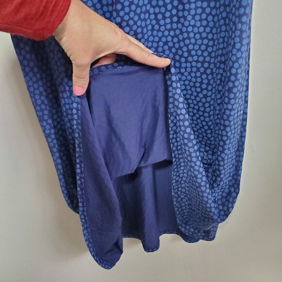 GUDRUN SJODEN Polka Dot Sleeveless Tank Dress Knee Length Blue Women's Medium - Picture 5 of 11